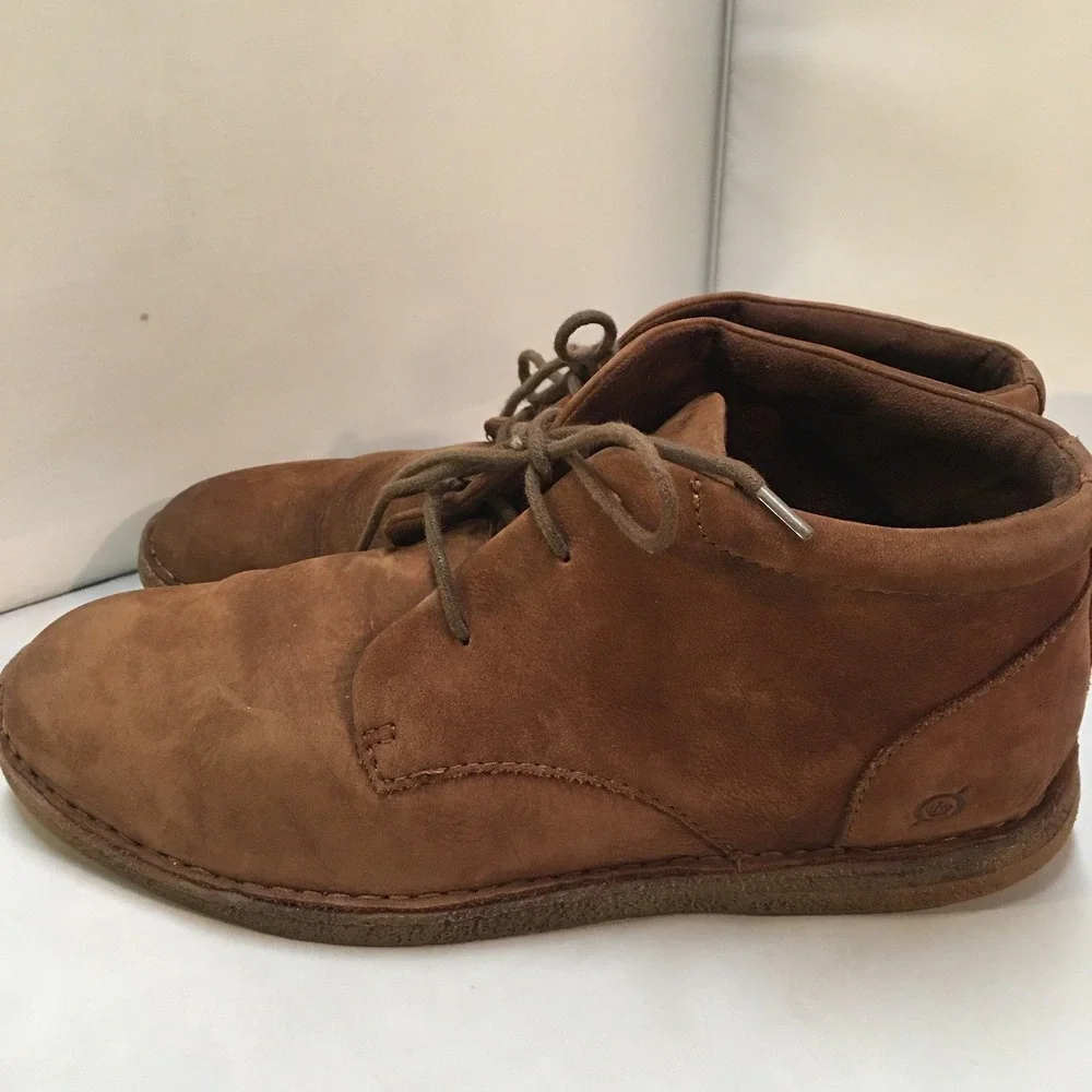 Born Chukka Boots Men 10.5 Brown Leather Lace Up BM0003706 Modern Minimalist